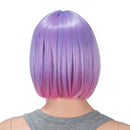 SWACC 10 Inch Blue Pink Ombre Multi-Colored Short Straight Bob Wig with Bangs Synthetic Colorful Cosplay Daily Party Flapper Wig for Women and Kids with Wig Cap SWACC