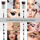 Syntus Makeup Brush Set 16 Makeup Brushes & 4 Blender Sponges & 1 Cleaning Pad Premium Synthetic Foundation Powder Kabuki Blush Concealer Eye Shadow Makeup Brush Kit, Black Silver Syntus Store