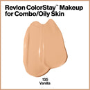 Revlon ColorStay Liquid Foundation Makeup for Combination/Oily Skin SPF 15, Longwear Medium-Full Coverage with Matte Finish, Vanilla (135), 1.0 oz REVLON