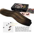 GOO GOO Hair Extensions Balayage Dark Brown to Chestnut Brown 75g 14 Inch Remy Human Hair Extensions Straight Natural Hair Extensions Wire Secret Invisible Hairpiece GOO GOO