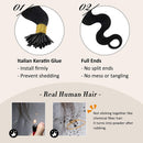 Moresoo 24 Inch Pre Bonded Hair Extensions Body Wave I Tip Human Hair Extensions Natural Human Hair Color