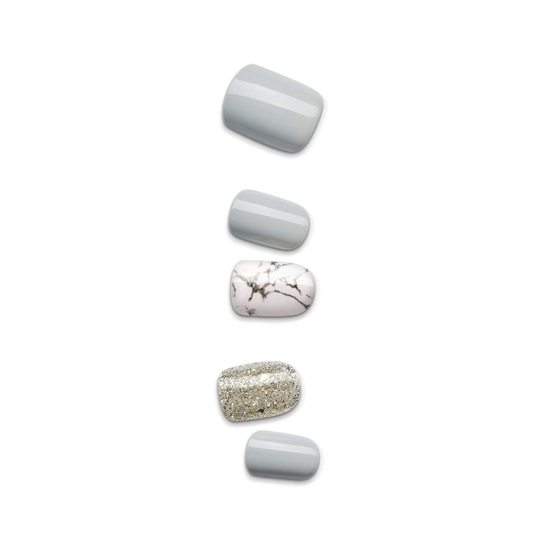 KISS imPRESS Press-On Manicure, Nail Kit, PureFit Technology, Short Press-On Nails, Square, Knock Out, Includes Prep Pad, Mini File, Cuticle Stick, and 30 Fake Nails KISS