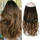 Sassina 20 Inch Balayage Halo Hair Extensions Human Hair with Miracle Wire, Dark Brown Fading into Chestnut Brown