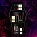 nanayo Makeup Coffin Shelf And Coffin Brush Holder – 3 Shelf Coffin Makeup Holder for Gothic Decor – Free Standing or Wall Hanging Makeup Organizer Spooky Coffin Decor for Bedroom or Bathroom nanayo