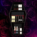 nanayo Makeup Coffin Shelf And Coffin Brush Holder – 3 Shelf Coffin Makeup Holder for Gothic Decor – Free Standing or Wall Hanging Makeup Organizer Spooky Coffin Decor for Bedroom or Bathroom nanayo