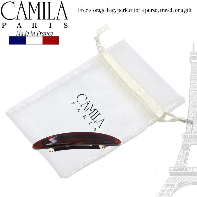Camila Paris CP2624 French Hair Barrette Clip for Girls, Tortoise Shell, Rubberized Automatic Clasp Strong Hold Grip Hair Clips for Women, No Slip Styling Girls Hair Accessories, Made in France Camila