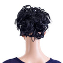 SWACC Short Messy Curly Dish Hair Bun Extension Easy Stretch hair Combs Clip in Ponytail Extension Scrunchie Chignon Tray Ponytail Hairpieces (Off Black-1B