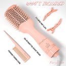 FairyBrave Blow Dryer Brush - Hot Air Brush Hair Dryer, Salon Quality One Step Hair Blowout Volumizer with Hair Clips and Teasing Comb for Medium to Thick Hair, Pink FairyBrave