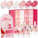 Double Rhythm 6 Pcs 15 ML Gel Polish Set Same Color Same Bottle Soak Off Gel Polish Kit Nail Art Manicure Salon DIY at Home for Women (Jelly Burgundy Red Glitter Silver -T6-56) Infinity Warehouse