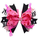 6 Pack 6 inch Large Big Grosgrain Ribbon Hair Bows Clips with Rhinestone for Girls Toddlers Kids Teens LCLHB