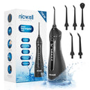 Water Dental Flosser Cordless for Teeth - Nicwell 4 Modes Dental Oral Irrigator, Portable and Rechargeable IPX7 Waterproof Powerful Battery Life Water Teeth Cleaner Picks for Home Travel (Black) Nicwell