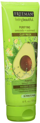 Freeman Purifying Clay Facial Mask, Oil Absorbing and Hydrating Beauty Face Mask with Avocado and Oatmeal, 6 oz FREEMAN