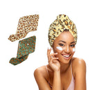 Microfiber Hair Towel Wrap 2Pack, AuroTrends Super Absorbent Anti-Frizz Curly Hair Towel - Drastically Reduce Hair Drying Time (Leopard, Set of 2) AuroTrends