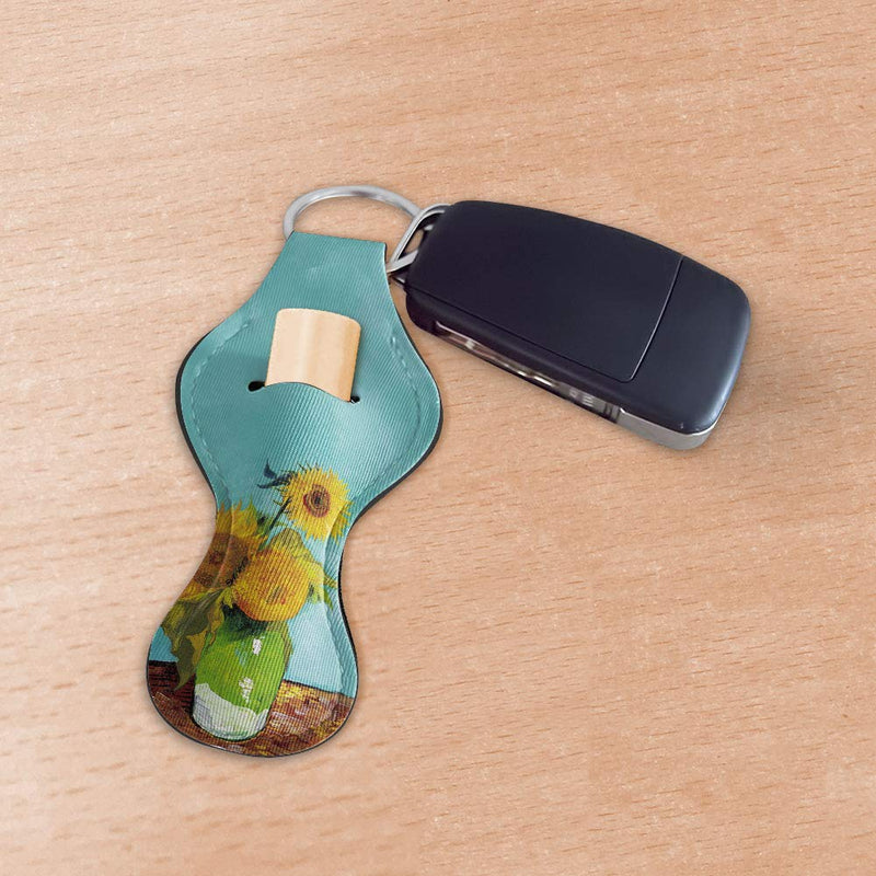WIRESTER Chapstick Holder Keychain, Neoprene Lip Balm Holder Cover for Women, 3 Pack - Sunflowers Blue By Van Gogh + Almond Blossom Van Gogh + Irises Vincent Van Gogh WIRESTER