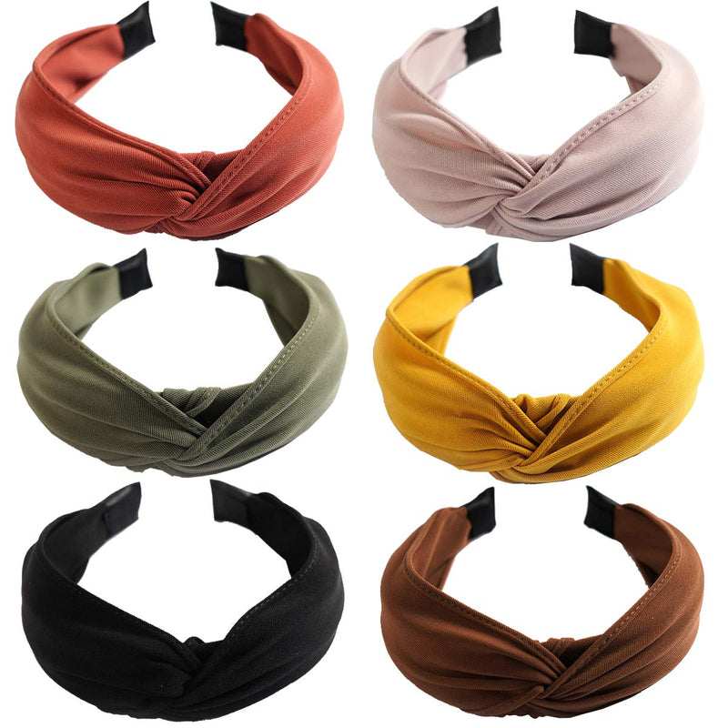 6PCS Top Knot Headband for Women Wide Knotted Headbands Twist Turban Headwrap Elastic Hair Band Fashion Hair Accessories for Women Girls Children CellElection