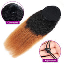 Wrap Drawstring Kinky Straight Human Hair Puff Ponytail Extensions with Clips Afro Yaki Brazilian Hair Natural Color Clip in Pony Tail Extensions Wavy Hair (10", yaki) ALISFEEL