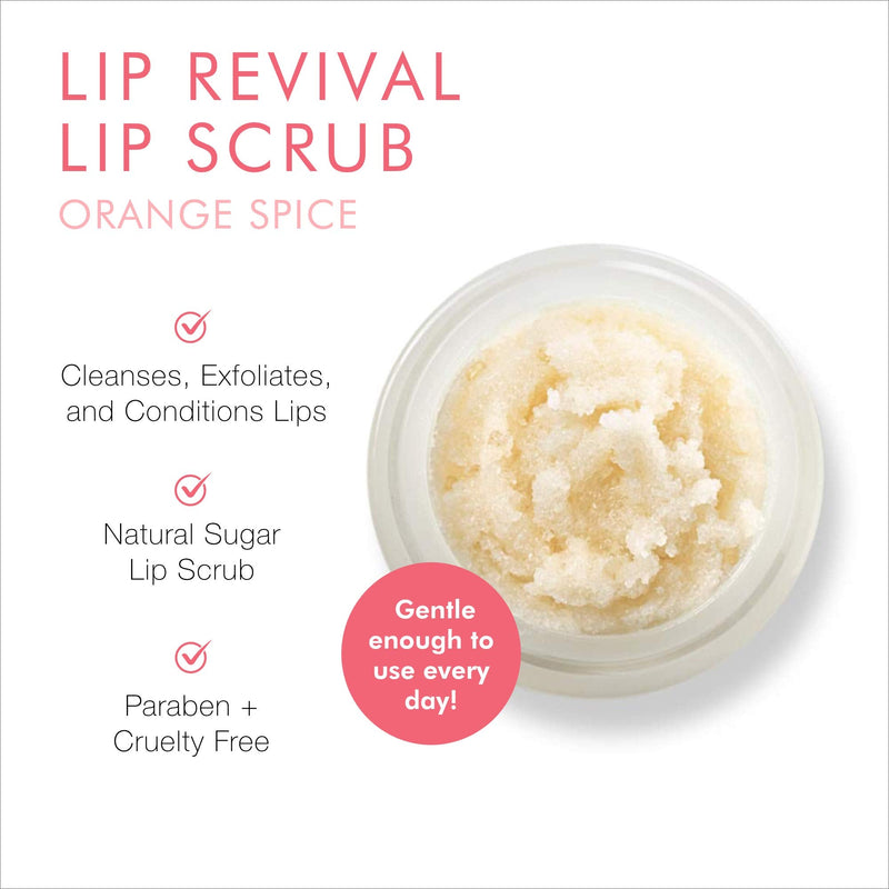 Beauty For Real Lip Revival, Orange Spice - Exfoliating & Hydrating Sugar Lip Scrub - For Dry, Chapped or Lipstick-Stained Lips - With Essential Oils - Organic, Vegan - 0.15 oz Beauty For Real