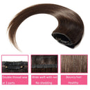 100% Human Hair Clip in Extensions 8 Inch 40g One-piece 5 Clips Long Straight Clip on Hairpiece Half Head for Women Wide Standard Weft Soft Silky