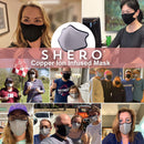 Shero 6-Layer Copper-Infused Face Mask With Nose Wire, Washable and Breathable Filtered Face Mask, (Black, M/L) Shero