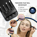 Tweezers Set 4-piece-Stainless Steel Slant Tip + Sharp Pointed Eyebrow Tweezer Set-Precision Facial Hair Removal ,Eyebrow Hair,Splinter,Blackhead,Ingrown Hair/Tick Remover-Ends Meet Perfect Majestic Bombay