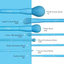 TEXAMO Makeup Brush Set for Powder, Contour, Blush, Highlighter, Eyeshadow, Eyebrow, Concealer, Blending, Premium Synthetic Makeup Brush with Pouch Set of 8, Blue TEXAMO