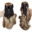 S-noilite Ponytail Extension Claw Clip Short Curly Wavy Thick Jaw Ponytails Pony Tail Hairpiece Clip in Hair Extensions Synthetic Fiber for Women 12 Inch Light Brown & Ash Blonde S-noilite