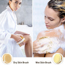 Metene 2 Pack Bamboo Dry Body Brushes, Shower Brush Wet and Dry Brushing, Dry brush for Cellulite and Lymphatic, Body Scrubber with Soft and Stiff Bristles, Suitable for All Kinds of Skin Metene