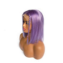 Bob Wigs Straight Human Hair T-Part Lace Front Wigs Pre Plucked Hairline with Baby Hair Slightly Bleach Knots Brazilian Virgin Remy Hair Wigs Short Bob Lilac 12" 180% Density for Women(can be Restyle) Ubetta Store