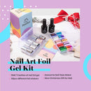 Beetles Nail Foil Glue Gel 2 Bottles 15ML with 20PCS Flower Butterfly and Metal Foil Stickers Set Nail Transfer Glues Manicure Art DIY Nail, LED Lamp Required Soak Off beetles Gel Polish