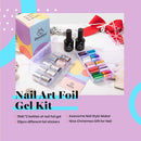 Beetles Nail Foil Glue Kit, 15ML 2 Bottles Tranfer Glue Gel with 20PCS Metal Holographic Flower Stickers Set Nail Foil Transfer Gel Set Manicure Art DIY Nail, LED Lamp Required Soak Off beetles Gel Polish