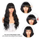 ENTRANCED STYLES Long Black Wig with Bangs Wavy Hair Wigs for Women Heat Resistant Synthetic Wig Natural Looking Realistic Wigs Hair Replacement Wig for Daily Party Cosplay Use ENTRANCED STYLES Store