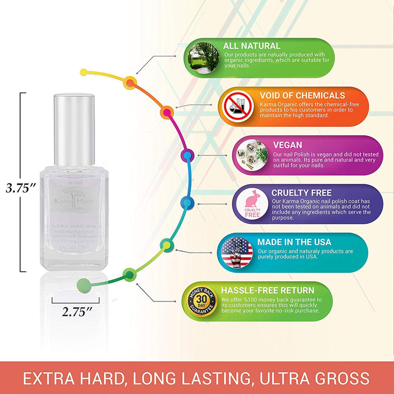 Karma Organic Two in One Base Coat/Top Coat for women- Non-Toxic Nail Treatment Vegan Cruelty-Free karma organic