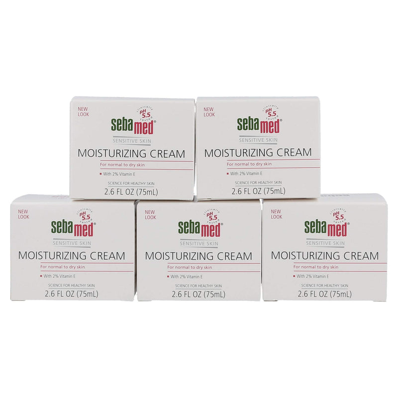 Sebamed Moisturizing Face Cream for Sensitive Skin Antioxidant pH 5.5 Vitamin E Hypoallergenic 2.6 Fluid Ounces (75mL) Ultra Hydrating Dermatologist Recommended Moisturizer (Pack of 5) SEBAMED
