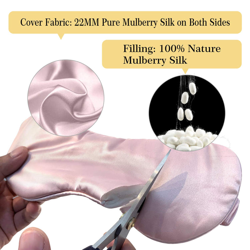 ZIMASILK 100% 22 Momme Pure Mulberry Silk Sleep Mask,Filled with 100% Mulberry Silk,Silk Wrapping Strap- Super Soft & Comfortable Sleep Eye Mask for Sleeping (Light Plum) ZIMASILK