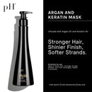 pH PURE HAIR Argan & Keratin Shampoo Hair Mask & Elixir Color Protecting - Hydrating Nourishing Formula for Deep Cleansing Heat Protection Soft & Silky Hair - Sulfate Free (8.45+8.45+3.38 Fl Oz) Infinity Warehouse