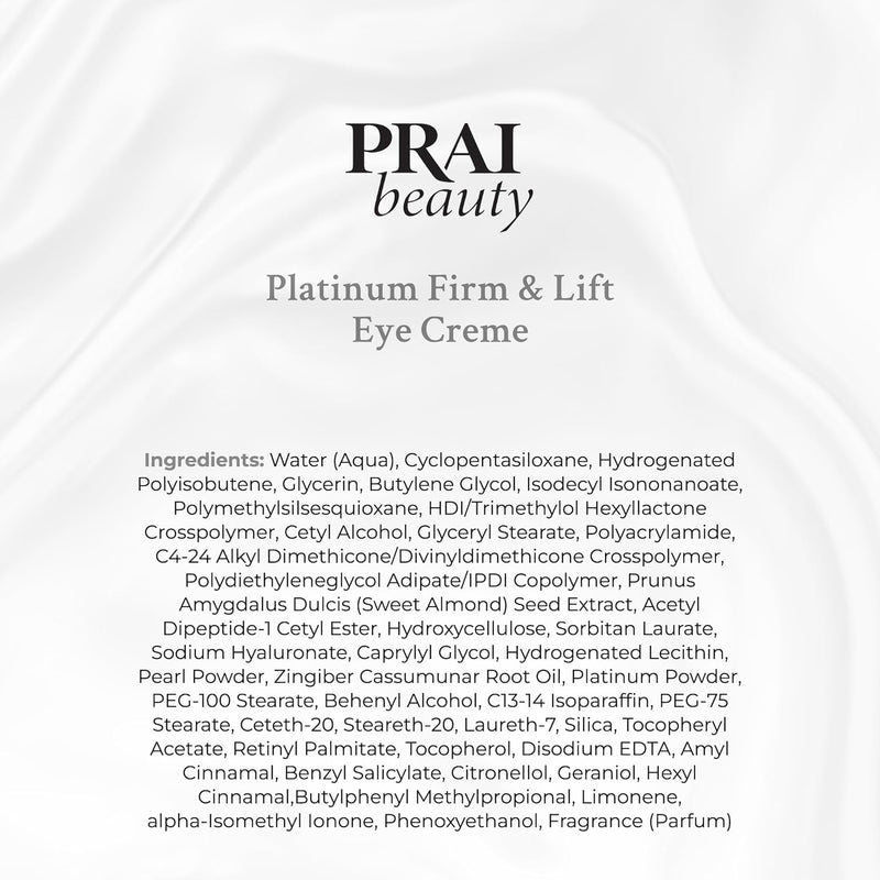 PRAI Beauty Platinum Firm and Lift Eye Creme - Tightening and Firming Eye Cream - Anti-Aging Under Eye Cream - Irritation Free - 0.5 Oz Infinity Warehouse