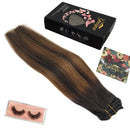 GOO GOO Remy Hair Extensions Clip in Human Hair Ombre Balayage Dark Brown to Chestnut Brown Real Hair Extensions 22 Inch Straight 120g 7pcs Hair Extensions Clip in for Women GOO GOO Store