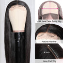 UNice Straight Silk Base Fake Scalp Human Hair T-Part Lace Closure Wigs for Black Women, Brazilian Virgin Hair Middle Part Wig Pre Plucked with Baby Hair 150% Density 18inch UNICE Store