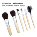 Natural Bamboo Makeup Brushes 6pcs Mini Cosmetic Makeup Brushes Set With Travel Bag Case Powder Blush Eye Shadows Eyebrow Make Up Brushes Kit Delicate girl
