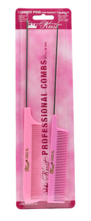 Krest Pintail Combs Weaving Foiling Fine Tooth Rattail Hair Cutting Comb Colors 2 Pc. (Pink) Krest