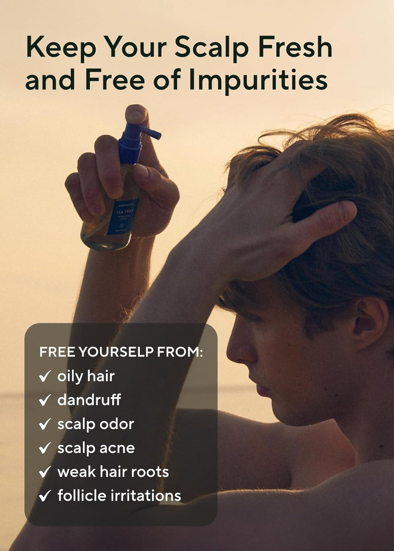 AROMATICA Tea Tree Purifying Tonic 3.38oz, Paraben, Silicone, Sulfate Free | Vegan | Soothing & Cooling Tonic for your scalp | Helps hair look healthier and nourished | Natural Ingredients Only Infinity Warehouse