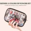 REDNEE Dip Powder 12 Colors Nail Starter Kit with Base Activator and Top Coat 22pcs Gift Set for Nail Art - RE08 Inviting Color REDNEE