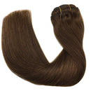 GOO GOO Human Hair Extensions Clip in Chocolate Brown 120g 7pcs 14 Inch Remy Clip Hair Extensions Straight Skin Weft Real Natural Hair GOO GOO Store