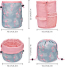 Barrel Makeup Bag Travel Drawstring Cosmetic Bag Toiletry Organizer Waterproof for Women and Girls (Small, Flamingo) Narwey
