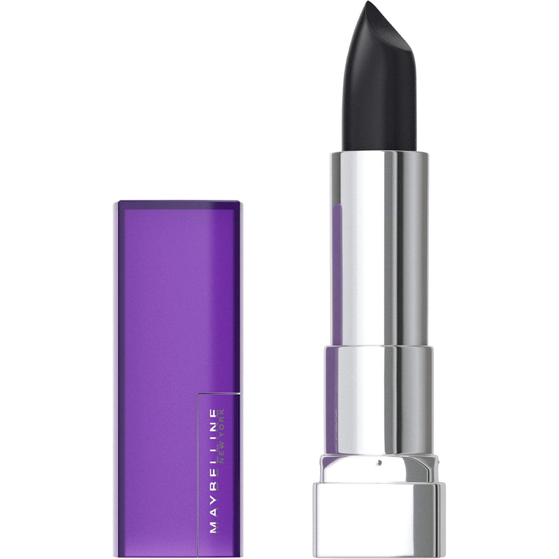 Maybelline Color Sensational Lipstick, Lip Makeup, Matte Finish, Hydrating Lipstick, Nude, Pink, Red, Plum Lip Color, Pitch Black, 0.15 oz; (Packaging May Vary) Maybelline New York