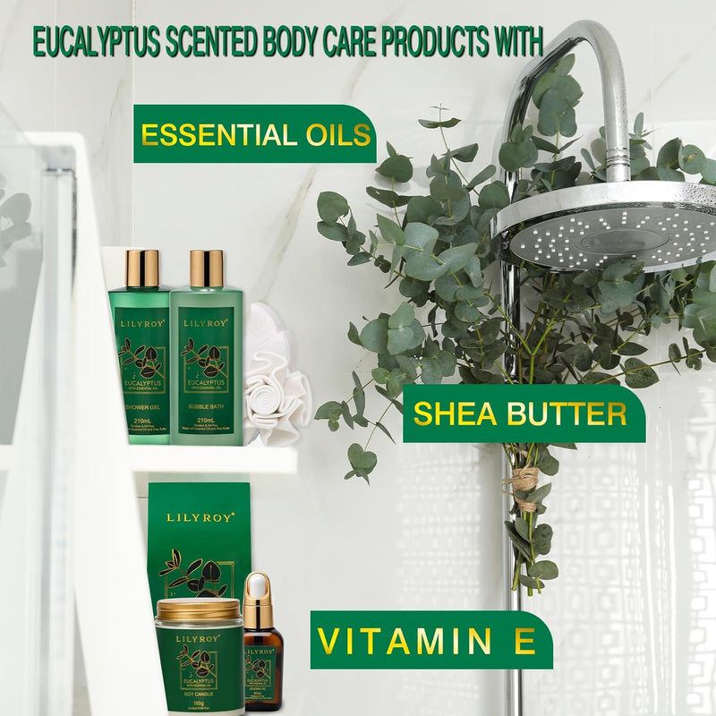 18 PCS Eucalyptus Spa Gift Basket Set for Women Men Bath and Body Gift Basket Set for Mom Mothers Day Birthday Gifts Christmas Gifts Spa Set Spa Kit for Fathers Day Bath Gift Set for Women Valentines