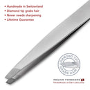 Regine Switzerland Diamond Tip Slant Tweezer, Stainless Steel Precision Tweezers for Eyebrow & Hair Removal Regine Switzerland