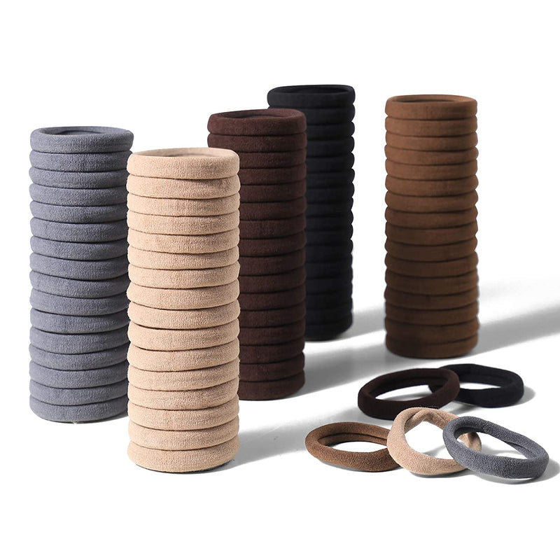 SYGY 100PCS Hair Ties for Women, Elastic Cotton Thick Seamless Hair Bands, No crease No damage for Thick Hair, Simple Ponytail Holders/Headband Scrunchies/Hair Accessories, 5 Colors SYGY