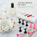2 Set Acrylic Nail Practice Stand Magnetic Nail Tip Art Display Stand Holder Manicure Tool with Reusable Adhesive Putty Clay for Home Salon Makeup Lenlorry