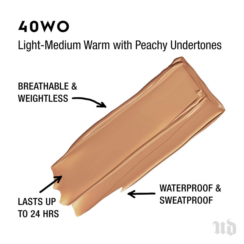 Urban Decay Stay Naked Weightless Liquid Foundation, 40WO - Buildable Coverage with No Caking - Matte Finish Lasts Up To 24 Hours - Waterproof & Sweatproof - 1.0 oz URBAN DECAY Store